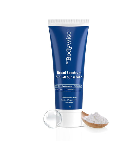 Be Bodywise Sunscreen Cream SPF 30 | Ultra Lightweight, No White Cast, Broad Spectrum, & Acne Safe| For Men & Women | 50 ml