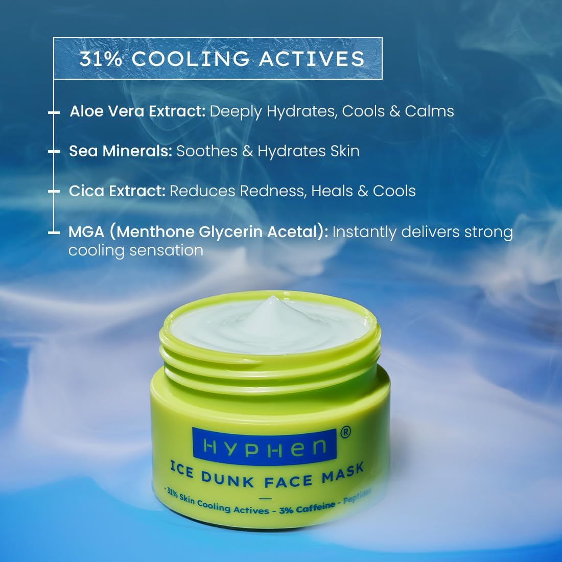 Hyphen Ice Dunk Face Mask - Cooling Face Pack, 3% Caffeine, 50g - Image 5