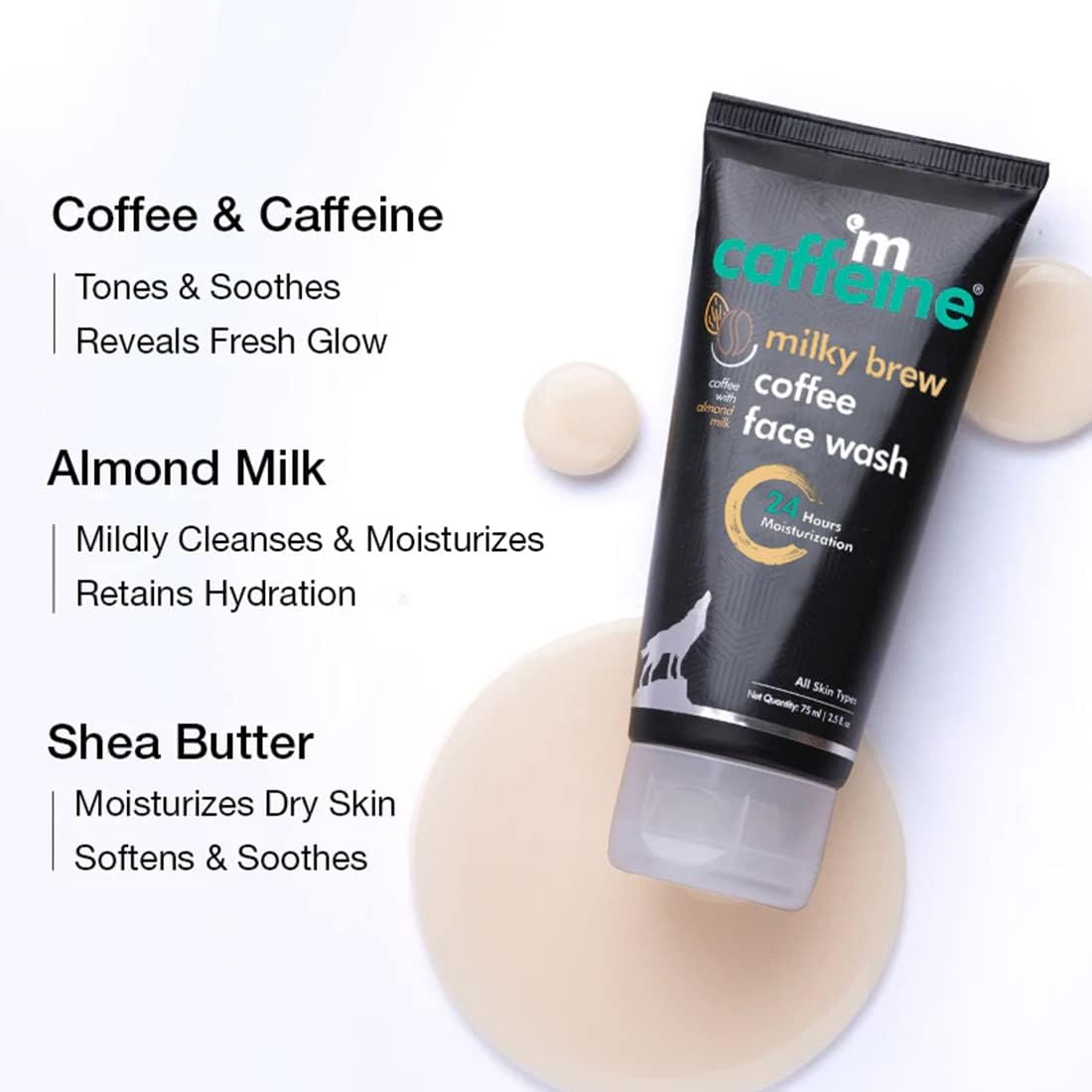 mCaffeine Milky Brew Face Wash, Facial Cleanser - 75ml - Image 2