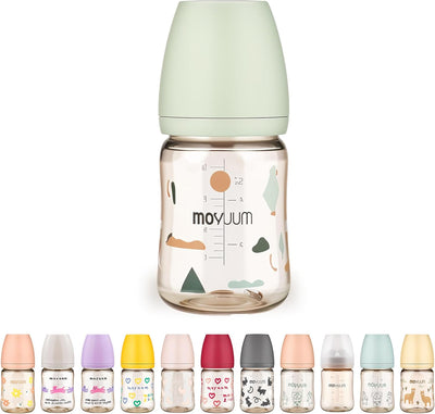 رضاعة مويوم (Moyuum) الشاملة من مادة PPSU بحلمة مقاس 170 مل (0-3 أشهر) - مضادة للمغص، خالية من BPA، سهلة التنظيف، ذات عنق واسع وقاعدة ثابتة غير قابلة للانقلاب - إصدار السحاب (Cloud Edition)