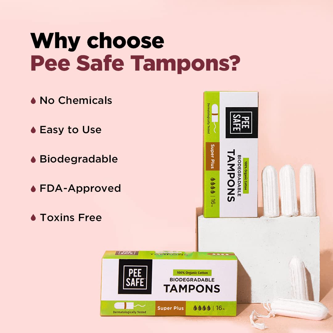 Pee Safe 100% Organic Tampons Super Plus - 16 Pack - Image 5