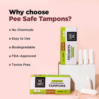 Pee Safe 100% Organic Tampons Super Plus - 16 Pack - Image 5
