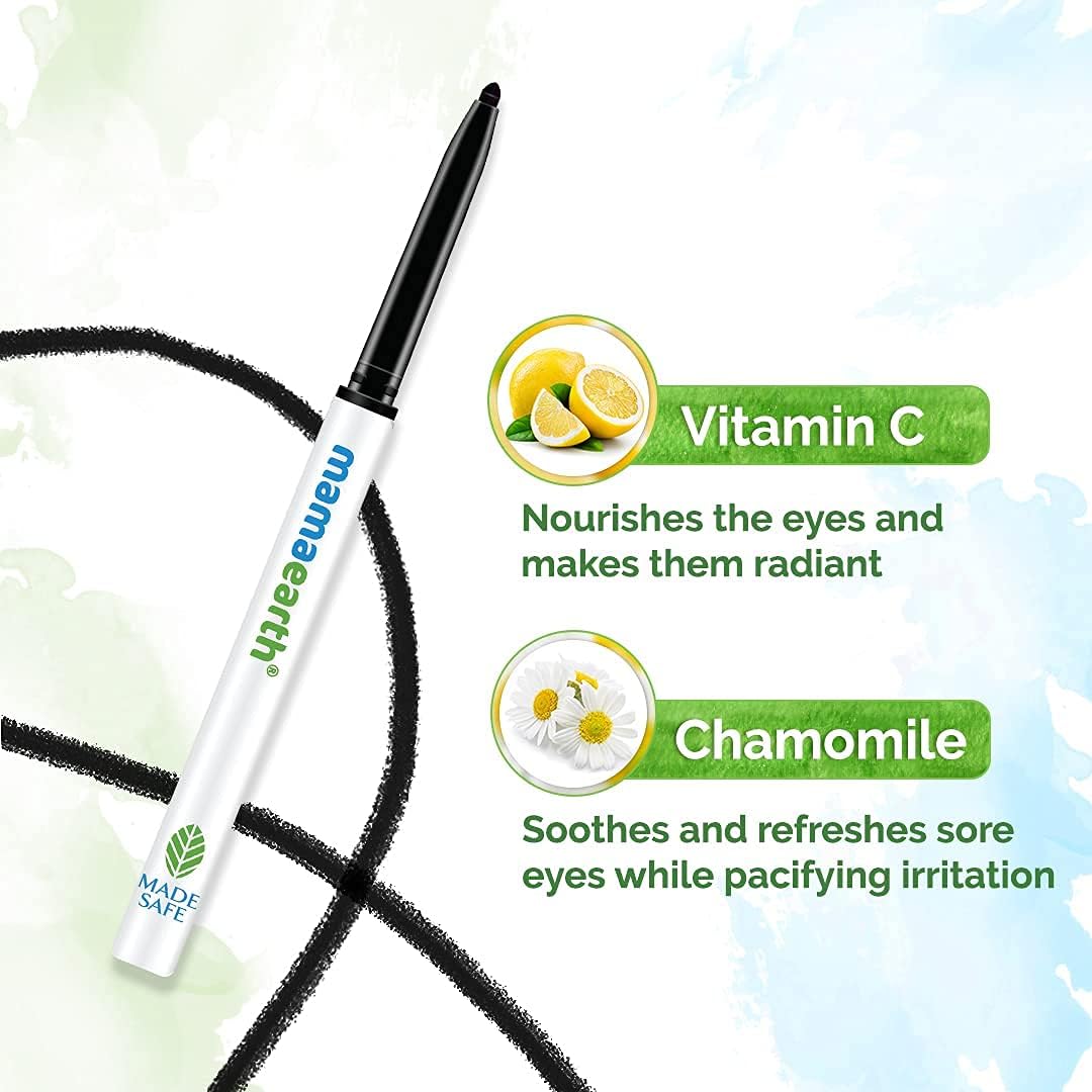 Mamaearth Charcoal Black Long Stay Kajal - Waterproof, Vitamin C & Chamomile, Retractable, 1 Unit - Image 5