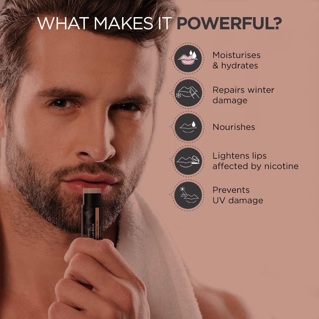 The Man Company Lightening Lip Balm with Vitamin E, Coconut & Olive Oil - 4gm - Image 3
