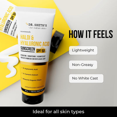 Dr. Sheth's SPF 50 PA++++ Haldi & Hyaluronic Acid Sunscreen - 50g - Image 4