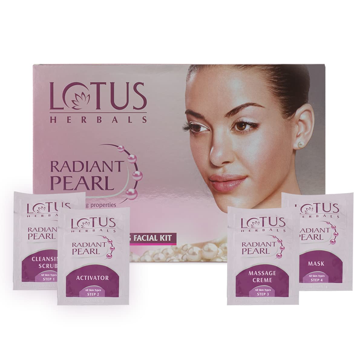 Lotus Herbals Radiant Pearl Cellular Glow Facial Kit, Masks & Exfoliators