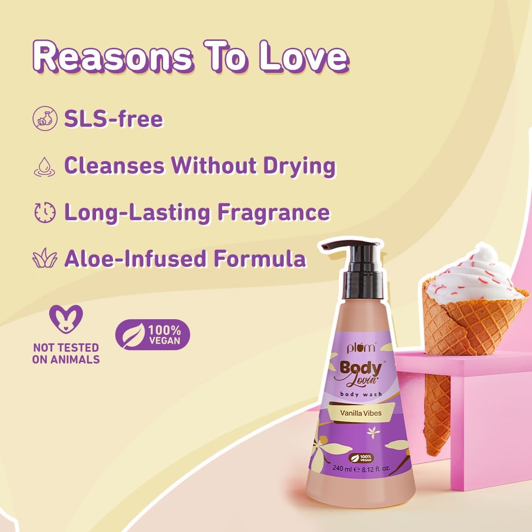 Plum BodyLovin' Vanilla Vibes Body Wash - Sulphate & Paraben Free, 240ml - Image 4