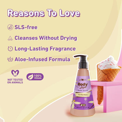 Plum BodyLovin' Vanilla Vibes Body Wash - Sulphate & Paraben Free, 240ml - Image 4
