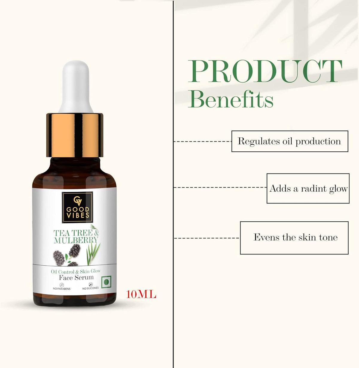 Good Vibes Tea Tree + Mulberry Skin Glow & Oil Control Face Serum - 10ml - Image 2
