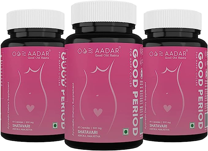 AADAR جود بيريود لتوازن الهرمونات، متلازمة تكيس المبايض، تخفيف توتر الدورة الشهرية وتقلب المزاج - 60 كبسولة (عبوة من 3)