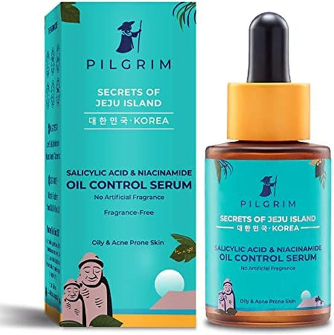 Pilgrim 2% Salicylic Acid + 3% Niacinamide Oil Control Serum For Oily & Acne-Prone Skin For Unisex Of All Skin Types, Korean Skin Care, 30 ml (Pack of 1)
