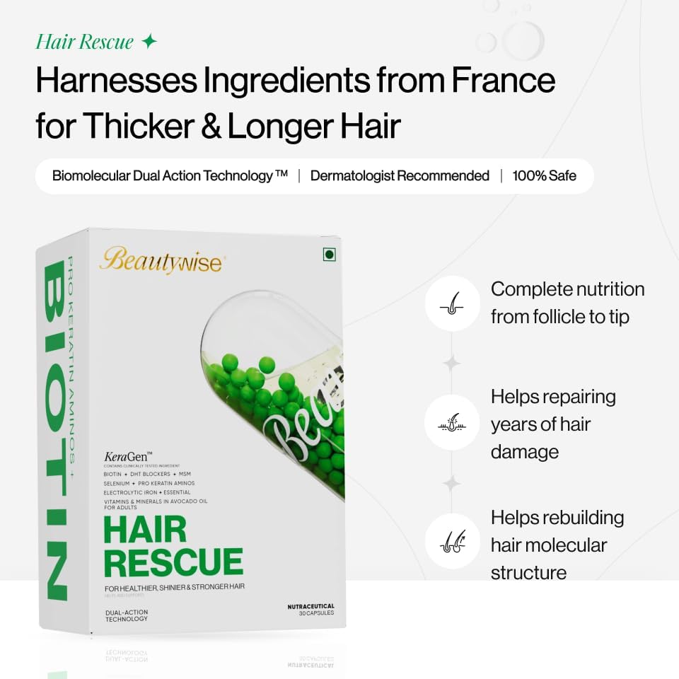 Beautywise Hair Rescue Capsules - Biotin & Keratin, 30 Pack - Image 2