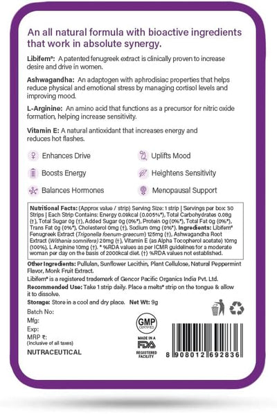 Wellbeing Nutrition Melts Her Desire Herbal & Ayurvedic Oral Strips - 30 Strips - Image 6