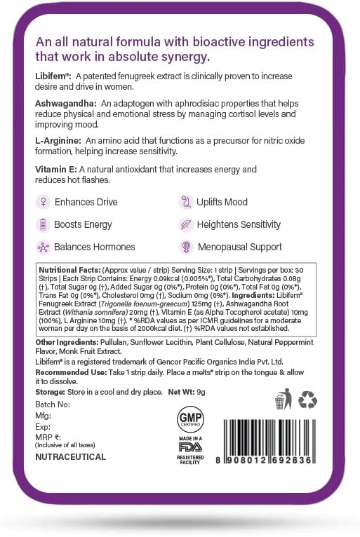 Wellbeing Nutrition Melts Her Desire Herbal & Ayurvedic Oral Strips - 30 Strips - Image 6