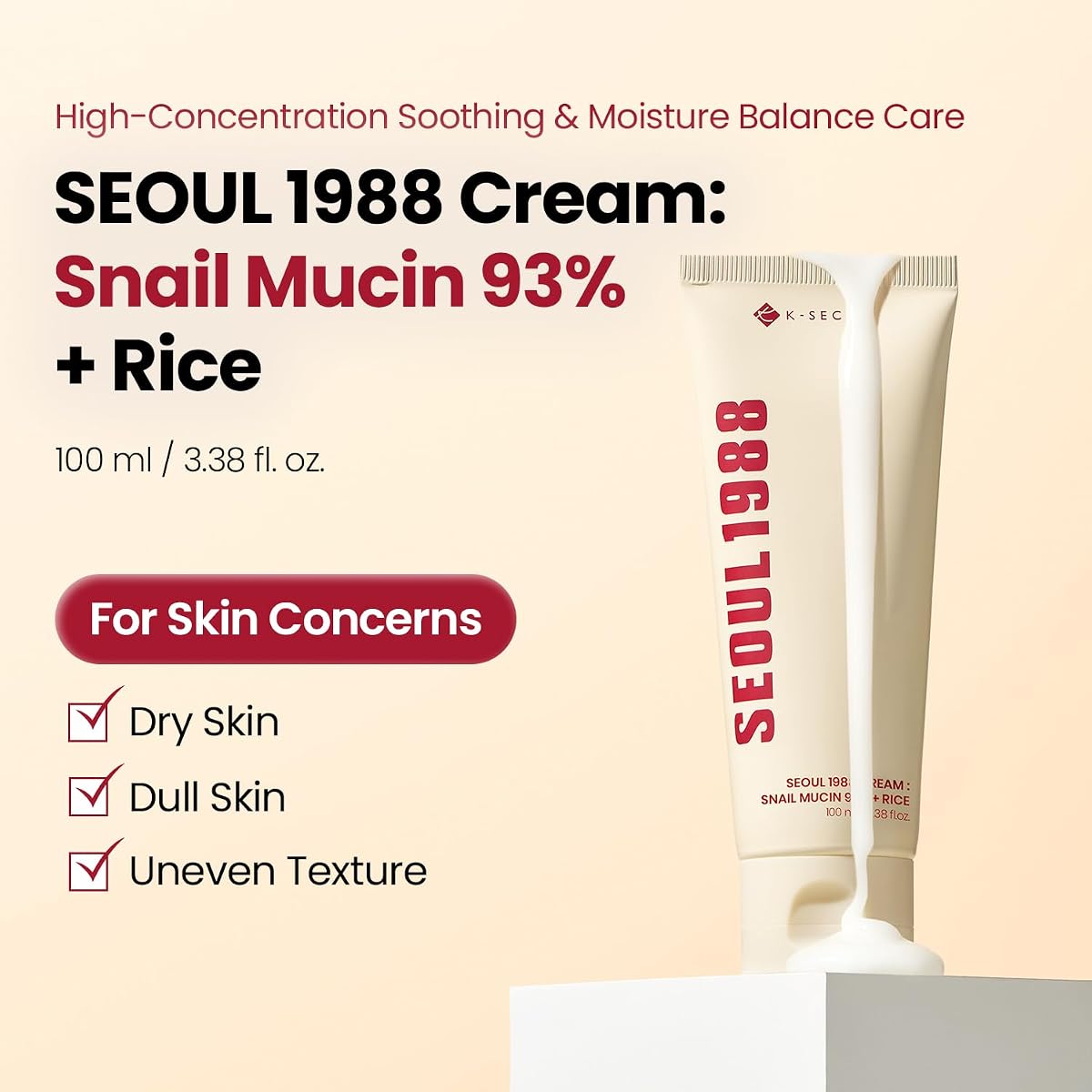K-SECRET SEOUL 1988 Snail Mucin & Rice Face Moisturiser Cream - 100ml - Image 2