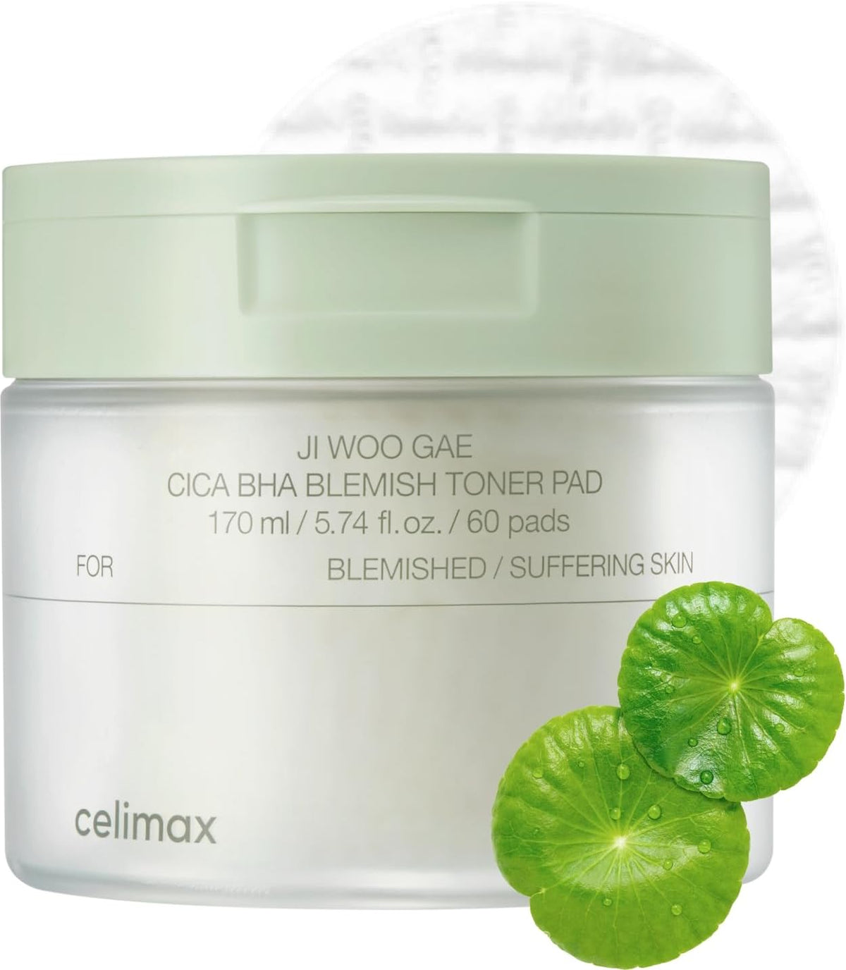 CELIMAX Ji Woo Gae CICA BHA Blemish Toner Pad - Exfoliating Pad, 60 Pads