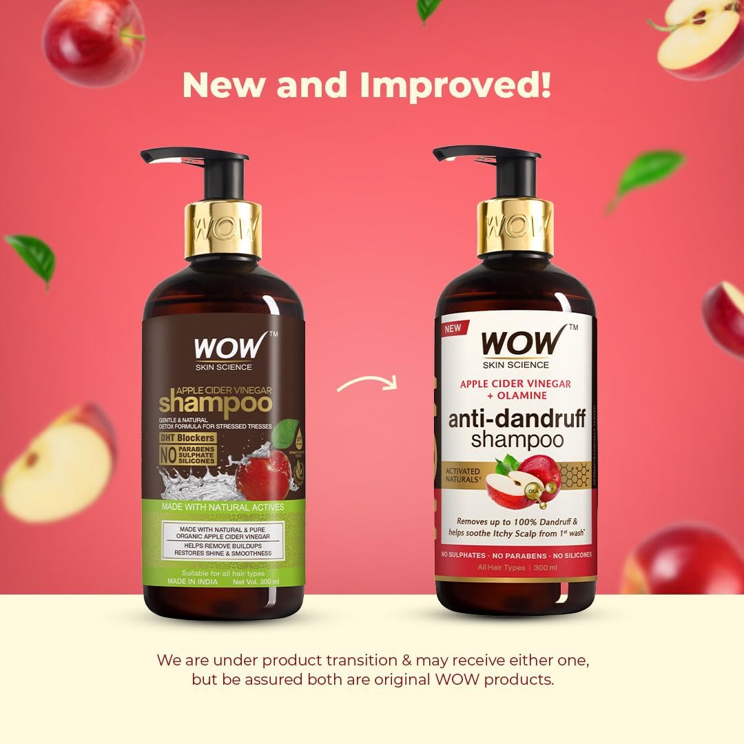 WOW Skin Science Apple Cider Vinegar Shampoo - Sulphate & Paraben Free, 300ml - Image 2
