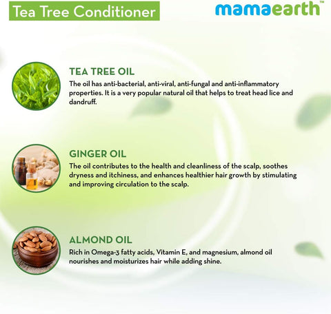 MAMAEARTH Tea Tree Conditioner For Dandruff Free Hair With Tea Tree & Ginger Oil, 250 Ml