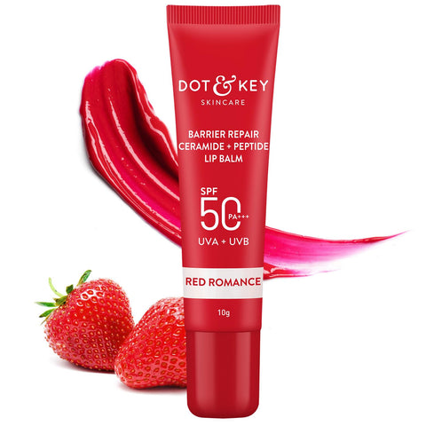 Dot & Key Ceramide & Peptide Barrier Repair Brightening Lip Balm SPF 50 PA+++ - Red Romance (10 g)