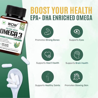 Wow Life Science Algae Omega Capsules - Vitamins & Minerals, 60 Count - Image 5