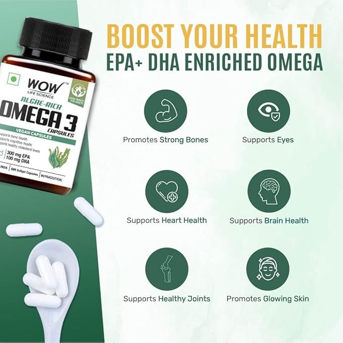 Wow Life Science Algae Omega Capsules - Vitamins & Minerals, 60 Count - Image 5