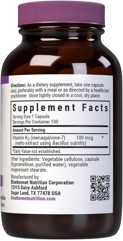 BlueBonnet Vitamin K2 Capsules - 100 mcg, Vegetarian, 272 g - Image 2