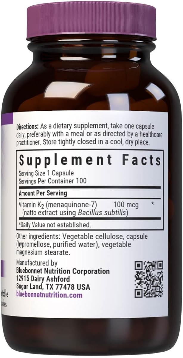 BlueBonnet Vitamin K2 Capsules - 100 mcg, Vegetarian, 272 g - Image 2