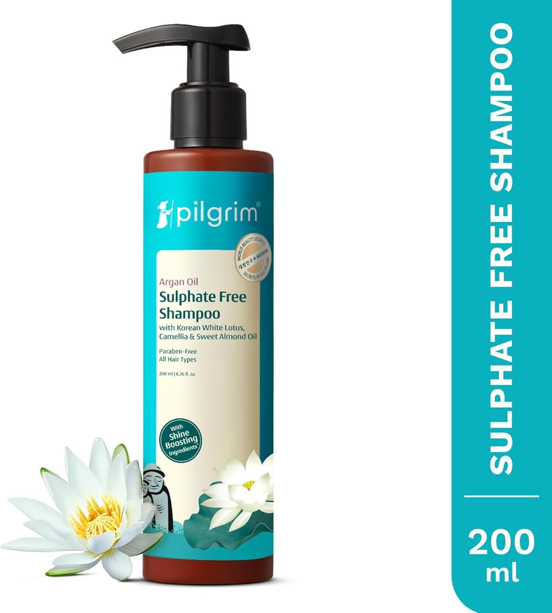 Pilgrim Argan Oil Sulphate-Free Shampoo with Korean White Lotus & Camellia - 200ml - Image 7