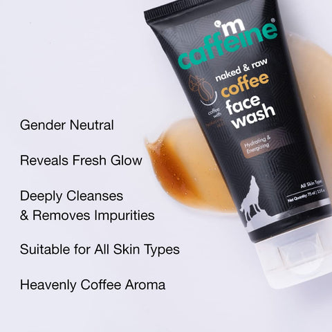 mCaffeine Naked & Raw Coffee Face Wash (Pack Of 2) 100 ml | White Water Lily | Deep Cleanser | Oily/Normal Skin | Paraben & SLS Free