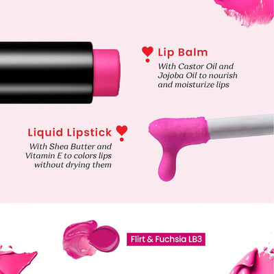 Color Cupid Flirtfuchsia LB3 Lip Balm + Liquid Lipstick Duo - 2-in-1 - Image 3