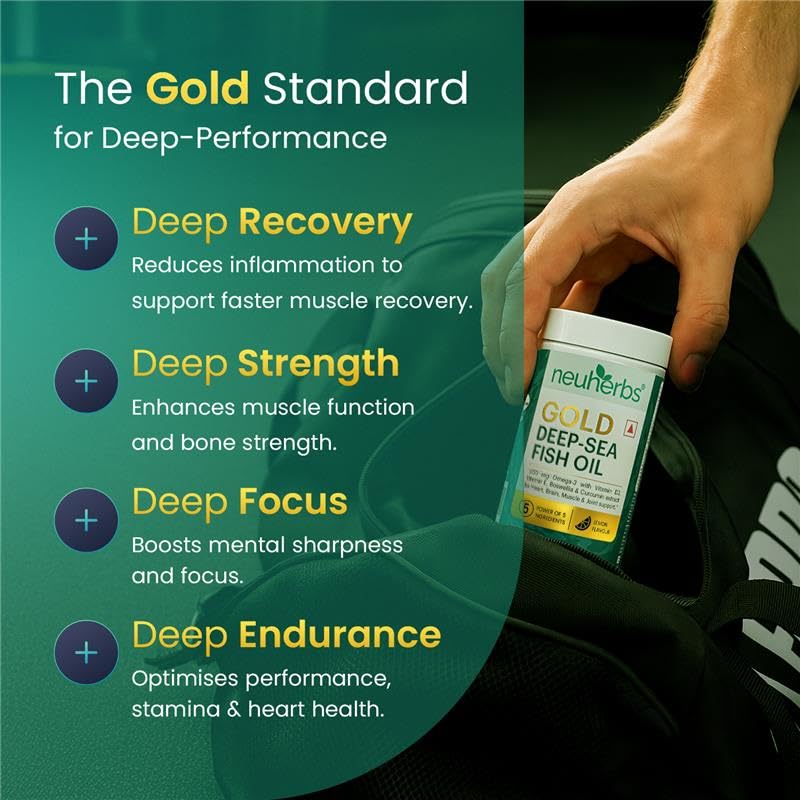 Neuherbs Gold Deep Sea 6X Omega 3 Fish Oil Capsules - 60 Softgels