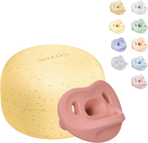 Moyuum All-Silicone Macaron Pacifier with Protective Stage 3 (6 months and older) Case Raspberry