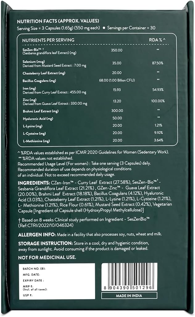 Oziva Advanced Hair Growth Actives - 90 Capsules - Image 8