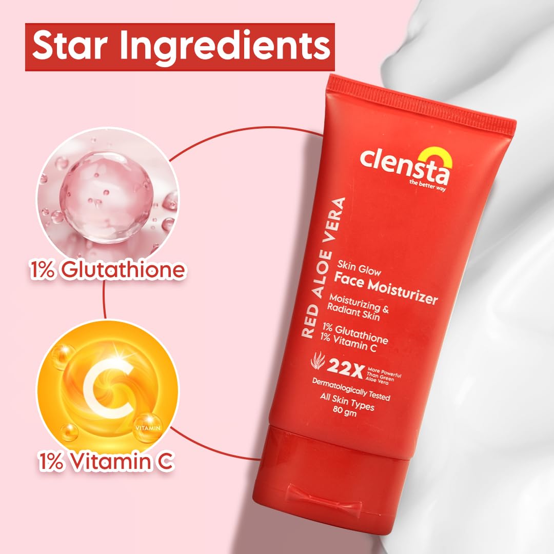 Clensta Red Aloe Vera Skin Glow Face Moisturizer - 80ml - Image 3