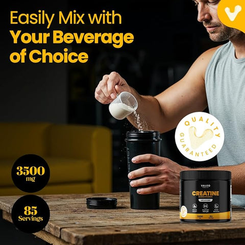 Valeo Creatine Monohydrate Powder 300g, 85 Servings Pack of 2