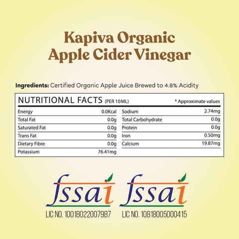 Kapiva Organic Apple Cider vinegar (Golden Apples) 500 ml (2/Pack)