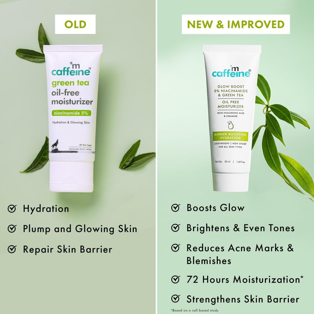 mCaffeine Green Tea Oil-Free Moisturizer with Niacinamide 5% - 72hrs Hydration - Image 2