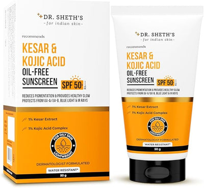 Dr. Sheth's Kesar & Kojic Acid Oil-Free Sunscreen SPF 50+
