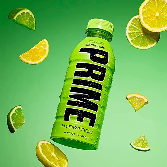 Prime Hydration Drink Sports Beverage "LEMON LIME," Naturally Flavored, 10% Coconut Water, 250mg BCAAs, B Vitamins, Antioxidants, 835mg Electrolytes, 20 Calories per 16.9 Fl Oz Bottle One piece