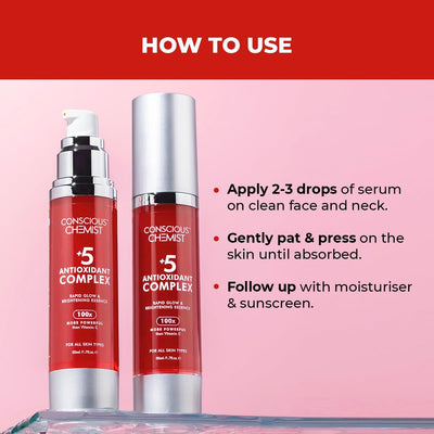 Conscious Chemist Rapid Glow & Brightening Essence Face Serum with 5 Antioxidant Complex, Vitamin E & Retinol - 50ml - Image 6