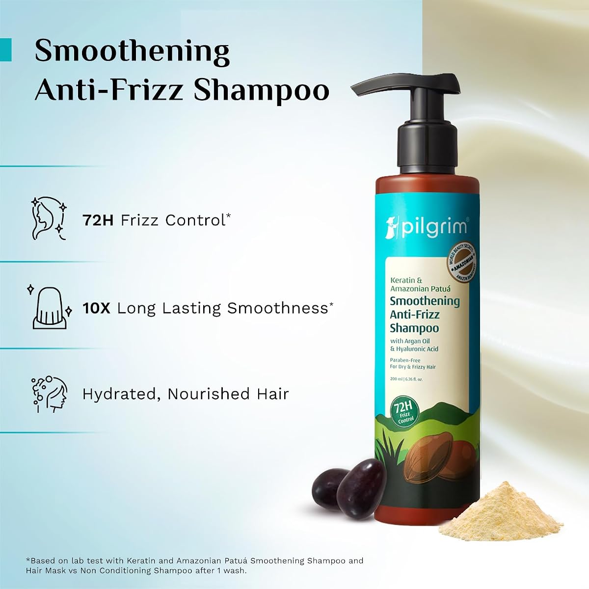 Pilgrim Keratin & Amazonian Patuá Smoothening Shampoo - Sulphate-Free, 200ml - Image 3