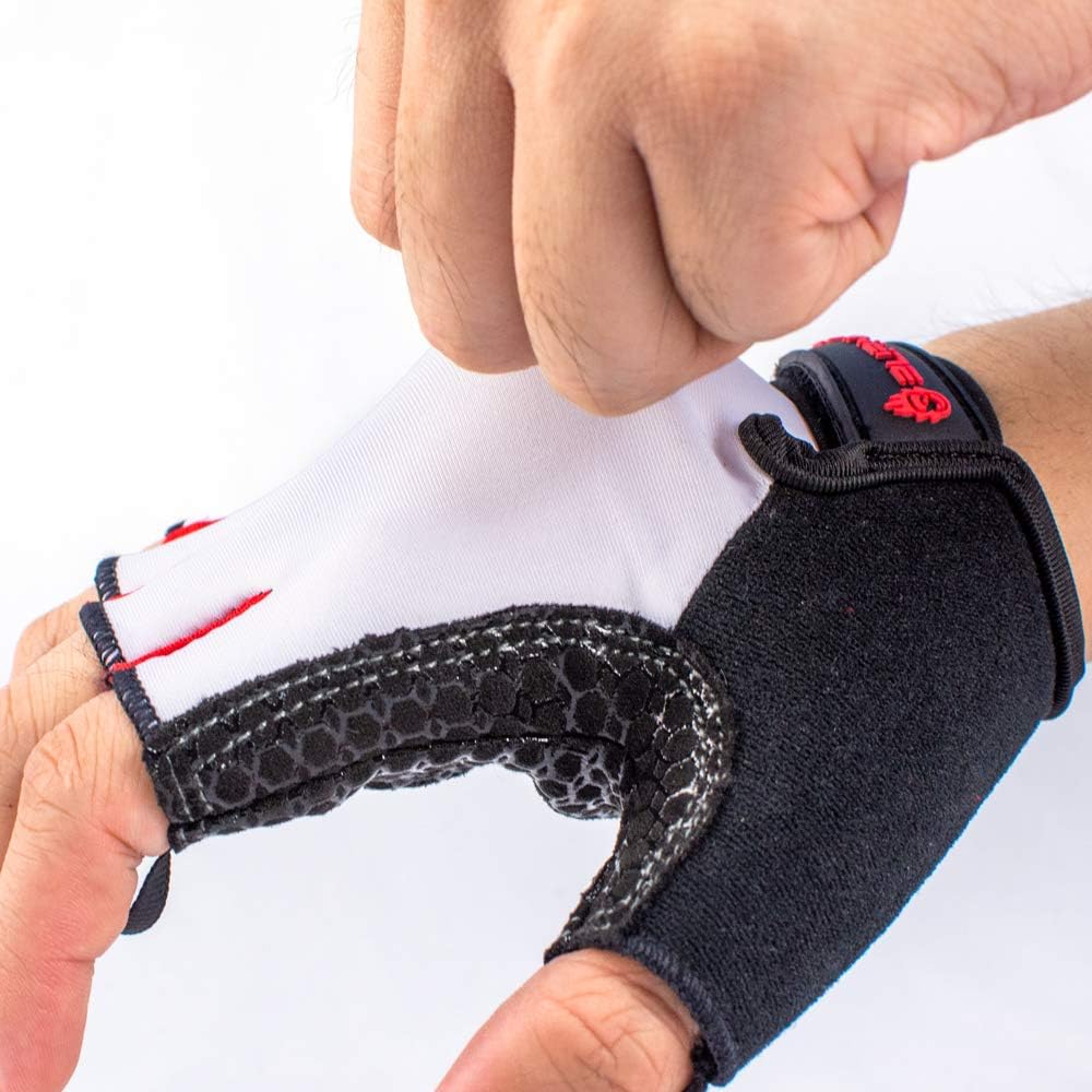 Burnlab Flex Gym Gloves - XL, White - Stretchable Spandex, Gel Padding - Image 3