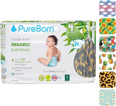Pureborn Baby Diapers Size 4 - 7-12 Kg, 24 Pack - Image 2