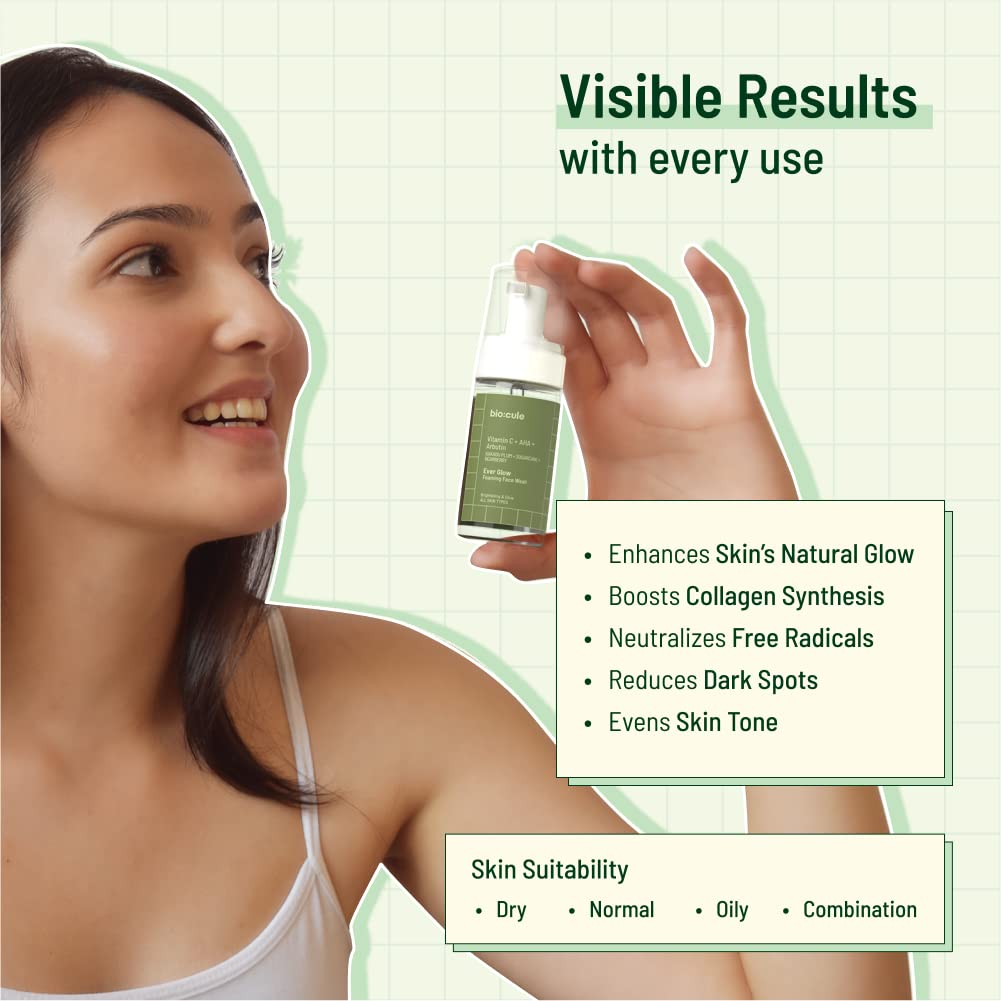 Biocule Ever Glow Foaming Face Wash - Vitamin C, AHA, Arbutin - 100ml - Image 4