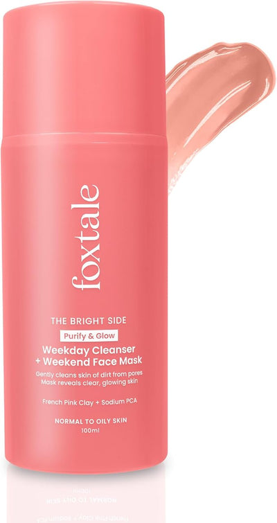 Foxtale Purify & Glow Face Cleanser + Mask with French Pink Clay and Sodium