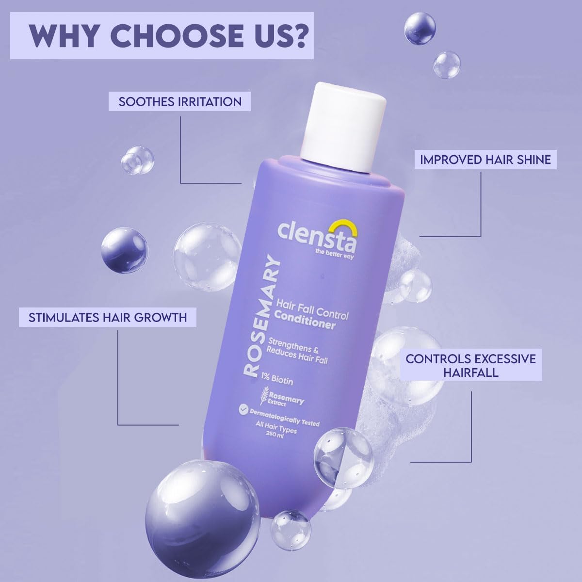 Clensta Rosemary Hair Fall Control Conditioner - 250ml - Image 4
