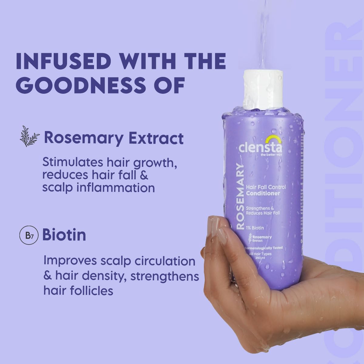 Clensta Rosemary Hair Fall Control Conditioner - 250ml - Image 3