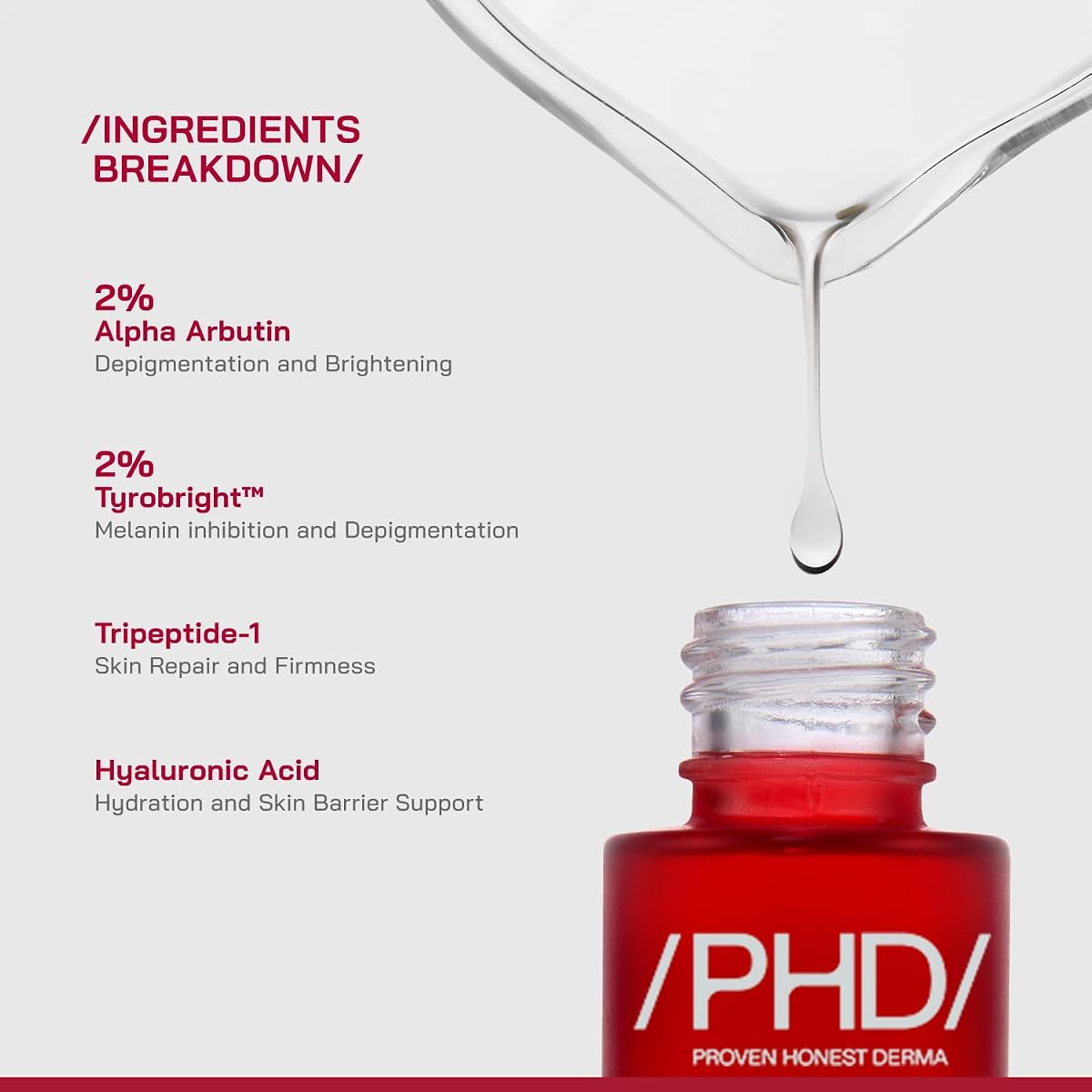 PHD 2 2% Alpha Arbutin Depigmentation Serum - Face Treatment, 30ml - Image 3