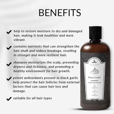 Kethana Black Garlic Shampoo - Sulphate & Paraben Free, 400ml - Image 2