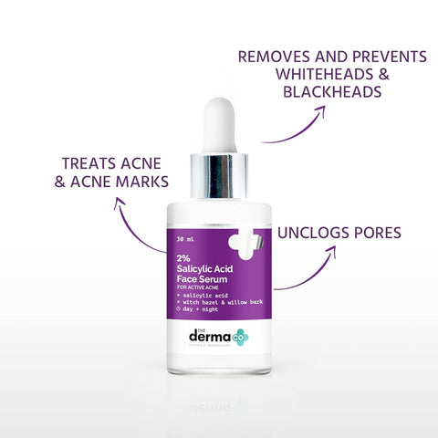 The Derma Co 2% Salicylic Acid Serum with Witch Hazel & Willow Bark for Active Acne - 30ml (Pack Of 2)